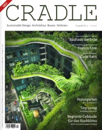 Das Magazin Cradle widmet sich dem Thema Nachhaltigkeit in der Architektur, beim Bauen und Wohnen - Cover: Fink Verlag